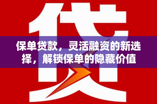 兴隆台保单贷款，灵活融资的新选择，解锁保单的隐藏价值
