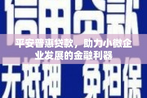 兴隆台平安普惠贷款，助力小微企业发展的金融利器